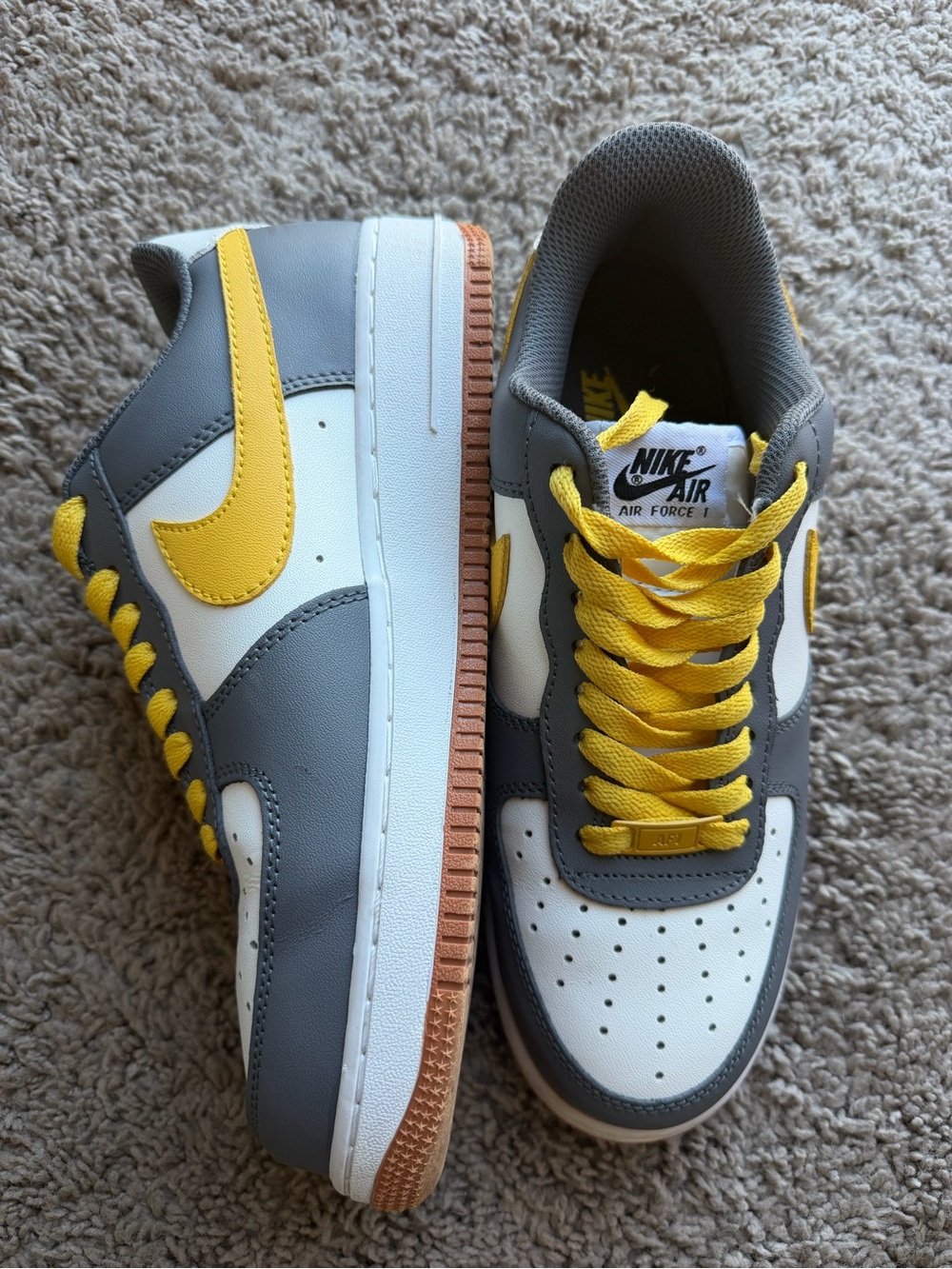 Nike Air Force 1 Low — Gray White with Yellow Swoosh
